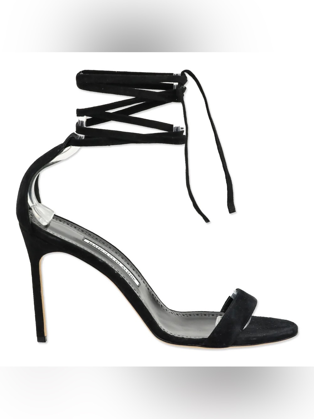 The Manolo Blahnik Black Suede Wrap Sandals size 41.5